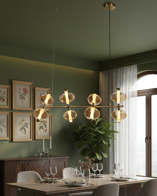 Modern Linear Glass Globe Chandelier